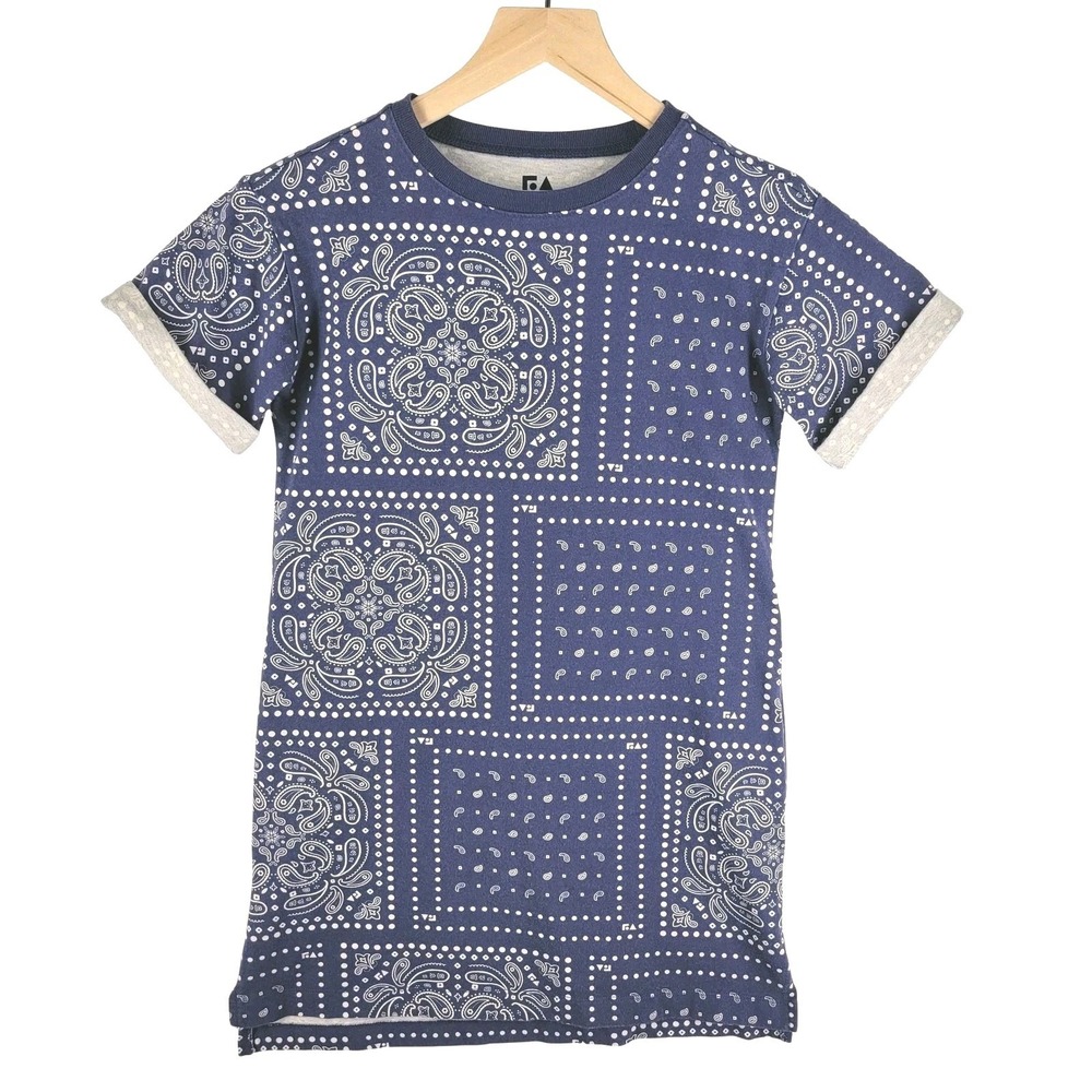 Free Assembly‎ Girls Paisley Bandana Patchwork T-Shirt Dress Size M (8) Navy
